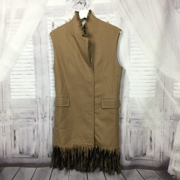 3.1 Phillip Lim Fringed Wool Long Camel Vest Small - Picture 2 of 14